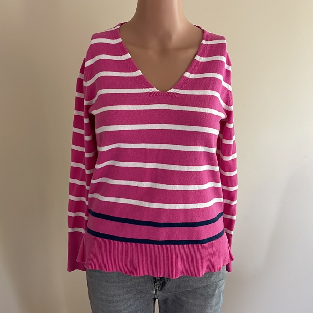 Gap summer long sleeve top size xs pink/white strip